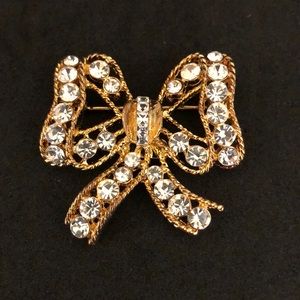 Eisenberg Ice Rhinestone Bow Brooch